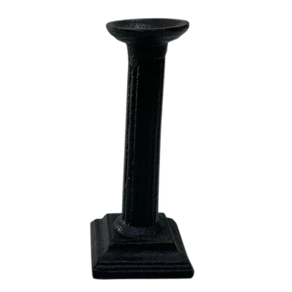 6.25″ Black Contemporary Round Pillar Candle Holder – Medium