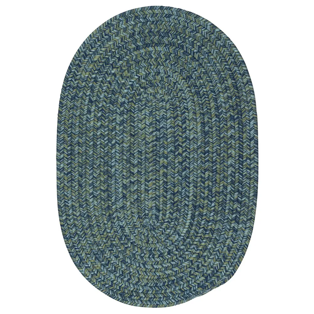 3′ x 5′ Navy Blue All Purpose Handmade Reversible Oval Mudroom Area Throw Rug