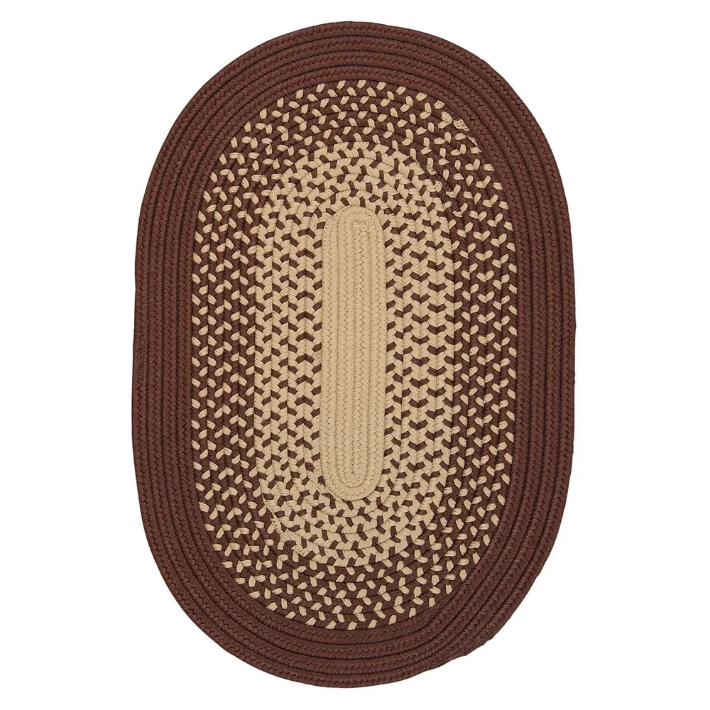 12′ x 15′ Brown and Beige All Purpose Handcrafted Reversible Oval Outdoor Area Throw Rug