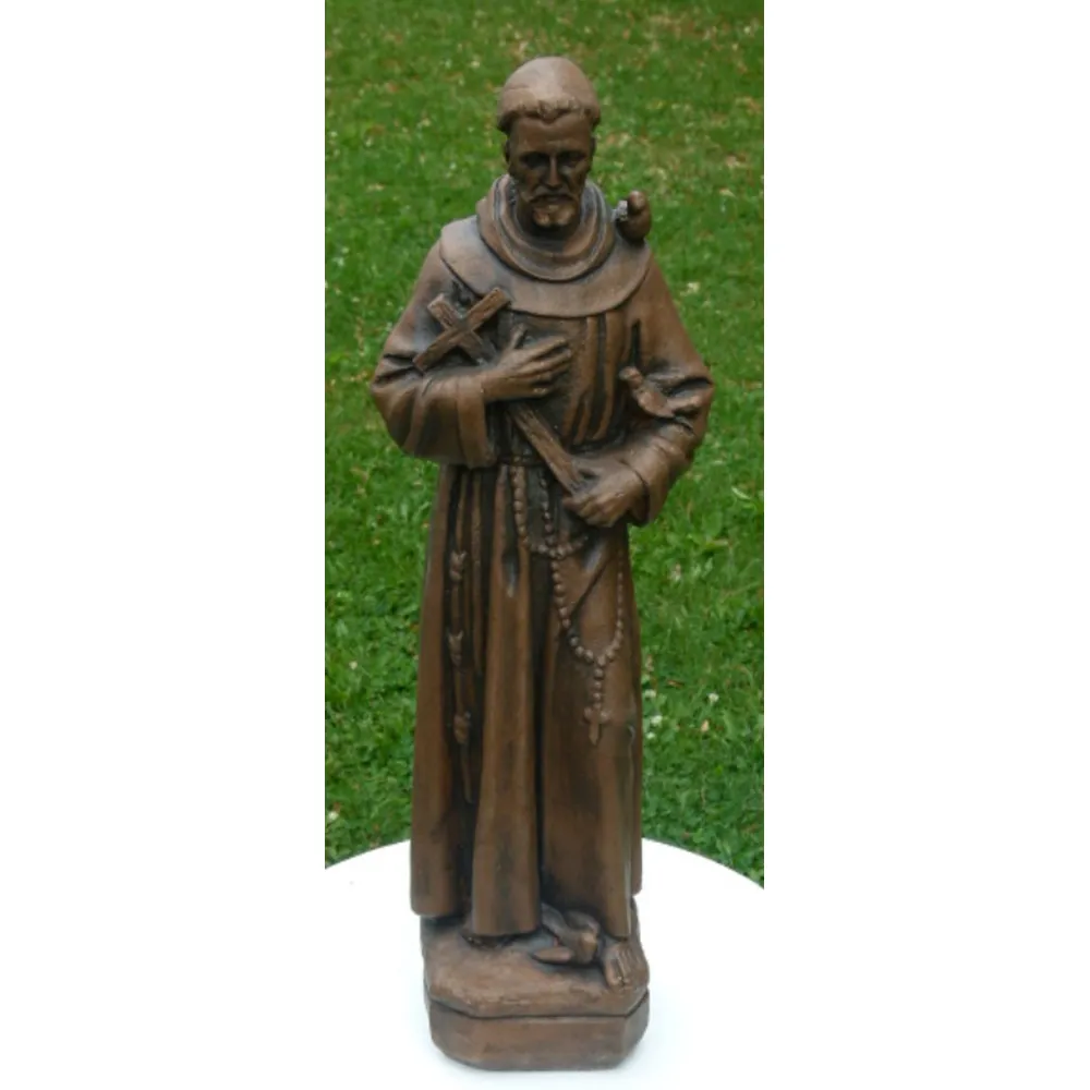 25″ St. Francis Outdoor Patio Statue – Ash Finish