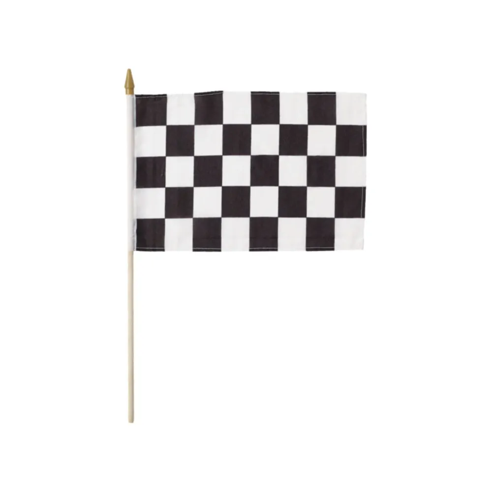Club Pack of 12 Black and White Checkered Race Flags 12″