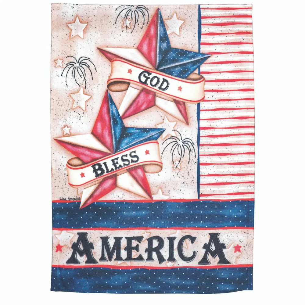Patriotic Stars “God Bless America” Outdoor Garden Flag – 18″ x 13″