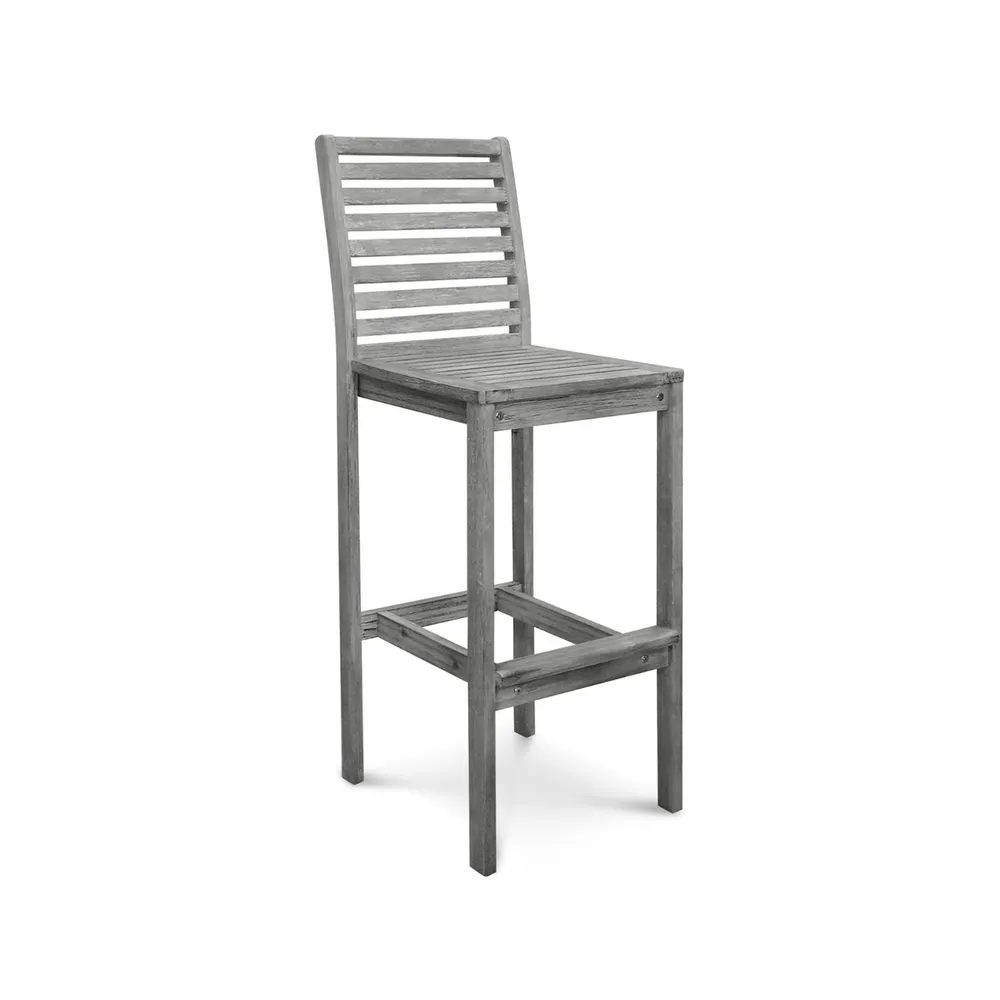49″ Gray Hand Scraped Wood Finish Outdoor Furniture Patio Bar Chair