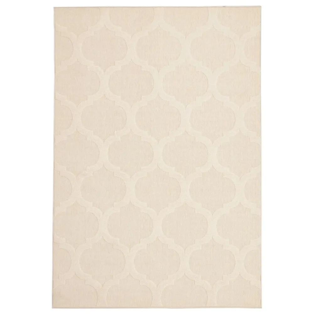 5.25′ x 7.5′ Moroccan Rectangular Outdoor Area Throw Rug – Cream