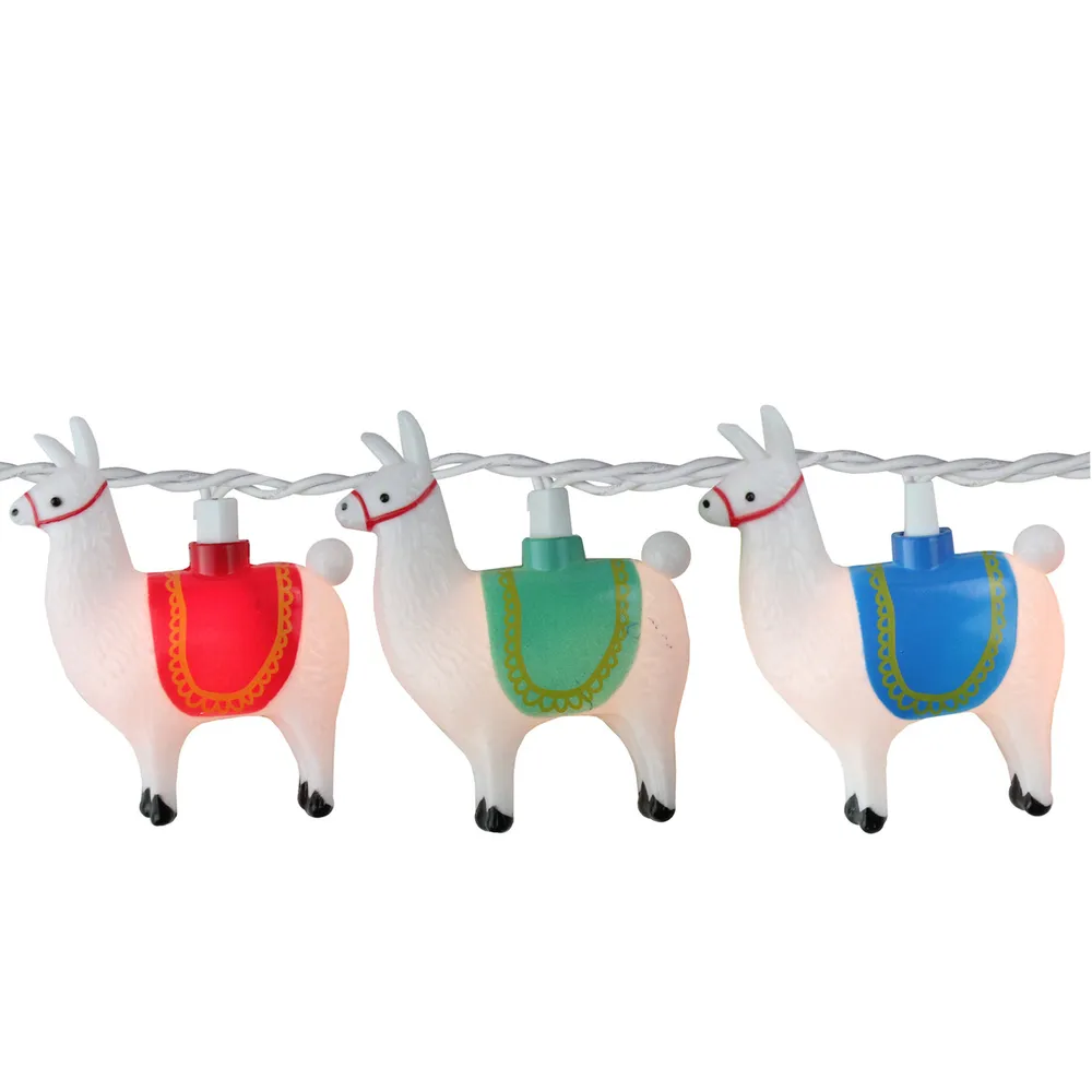 Set of 10 Llama Summer Patio String Mini Lights – 8.5 ft White Wire