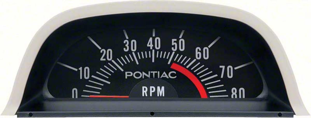 1969 Pontiac Firebird, Hood Tachometer, 5200 Red Line, V8 Point Ignition, GM Licensed