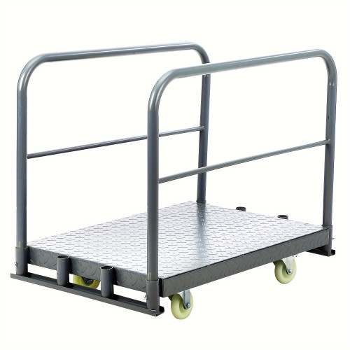 Steel Panel Truck Cart 2000 lbs Heavy Duty Platform Truck Cart 2 in 1 Lumber Cart Drywall Dolly Cart, Flatbed Cart with 2 Side Handrails 4 Swivel Casters for Luggage Cargo