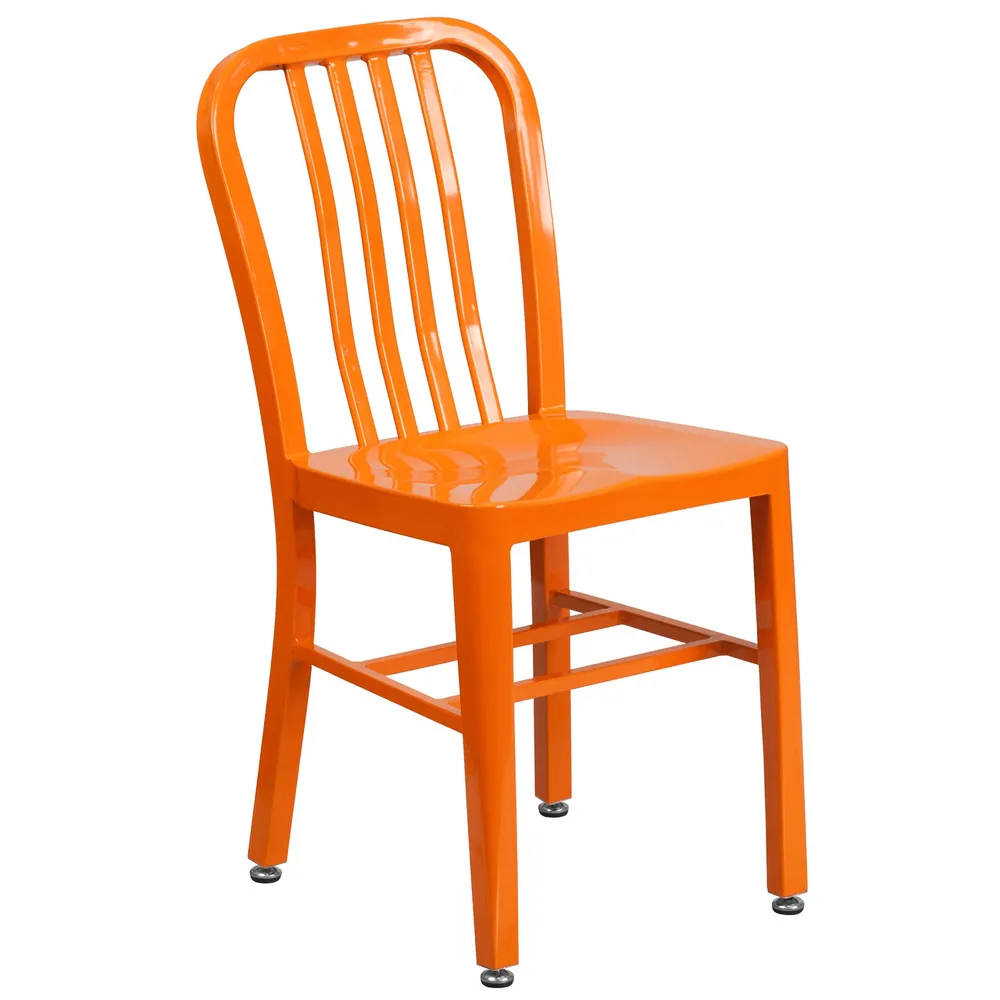 33.25″ Contemporary Orange Outdoor Patio Dining Chair – Modern Industrial Style for Home or Restaurant