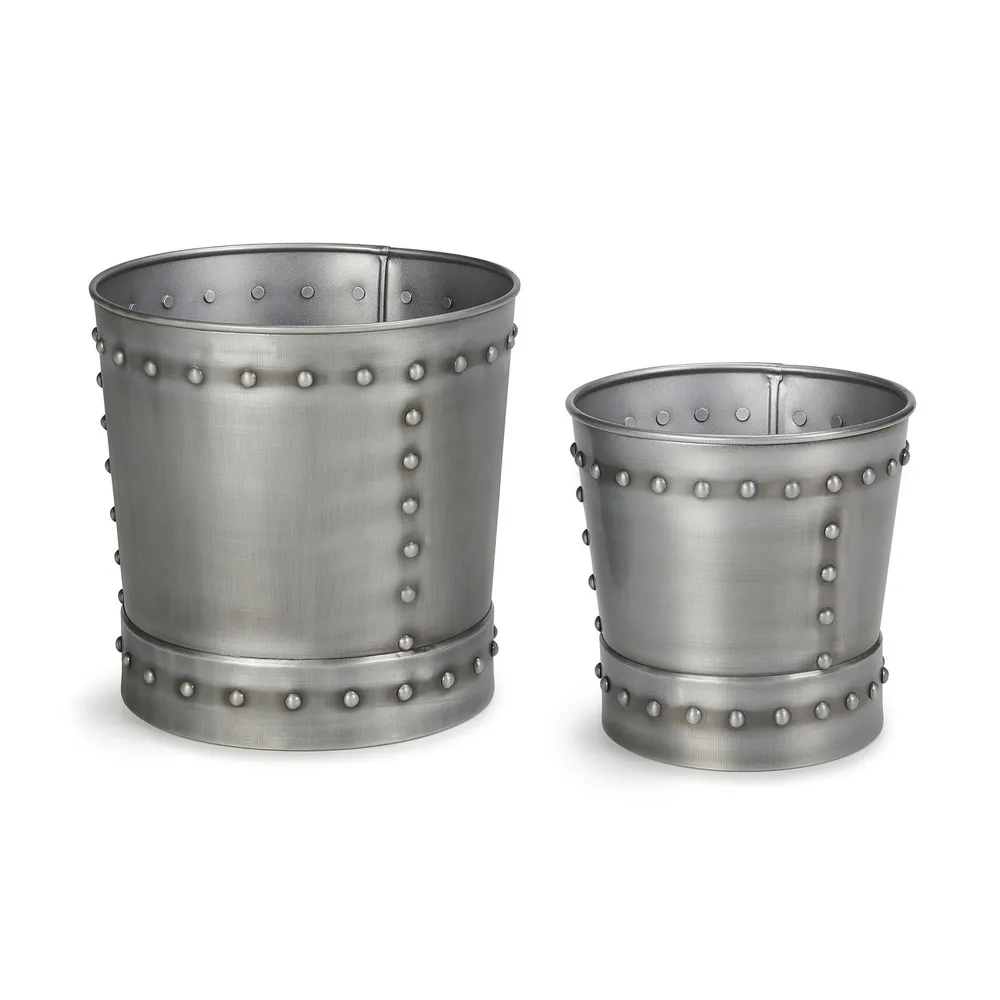 Set of 2 Zinc Medium Steel Riveted Planters
