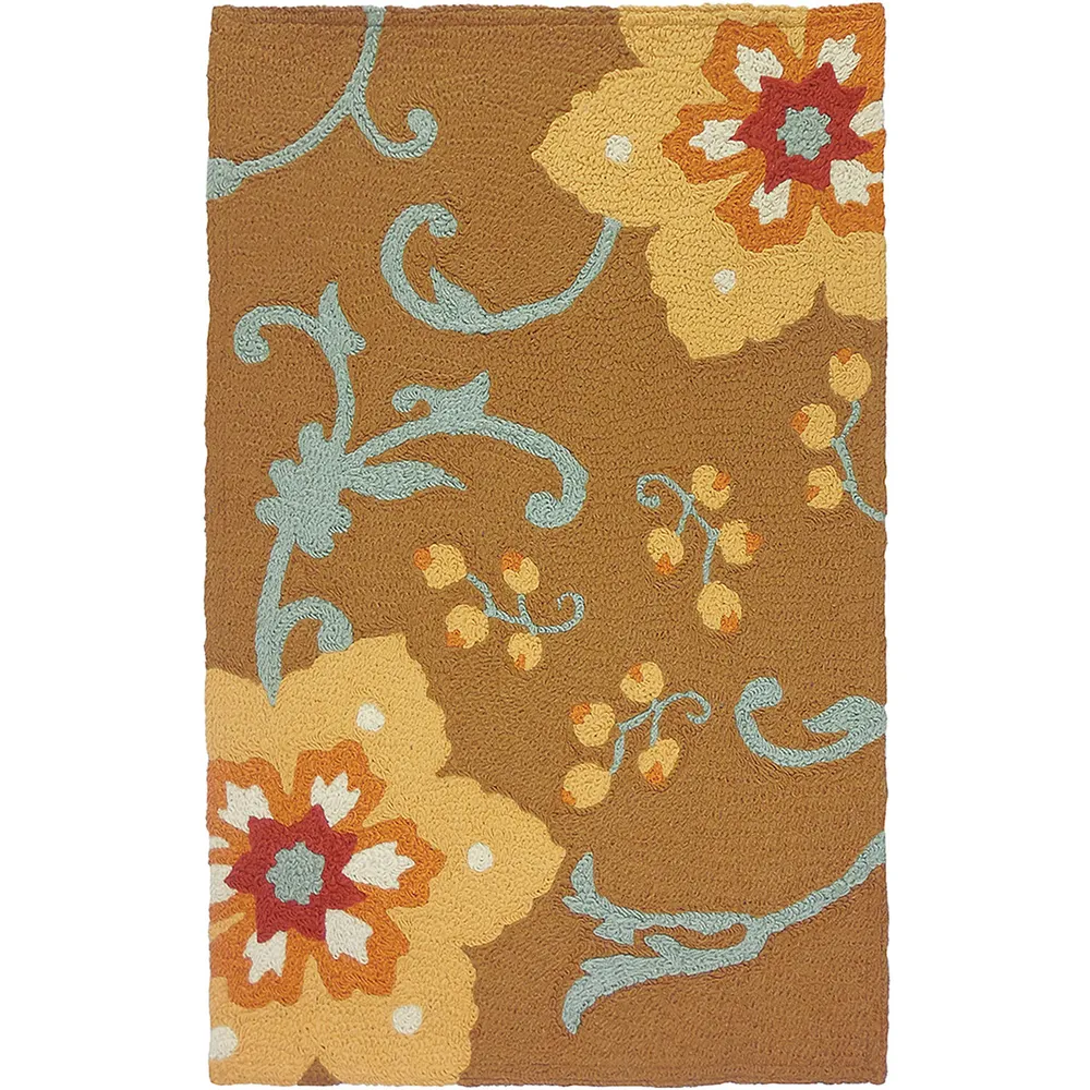 2.8′ x 4.5′ Winterthur Gold Floral Patterned Rectangular Area Throw Rug