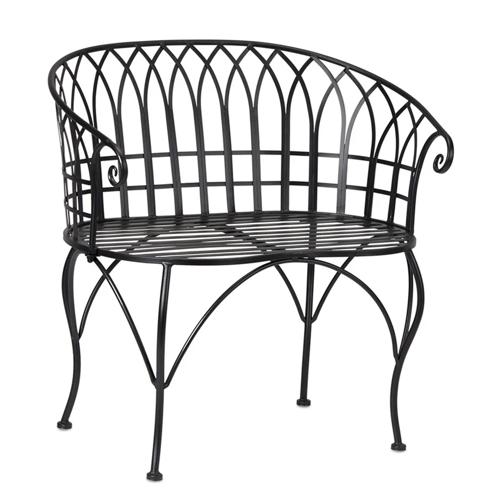 32″ Black Metal Garden Bench