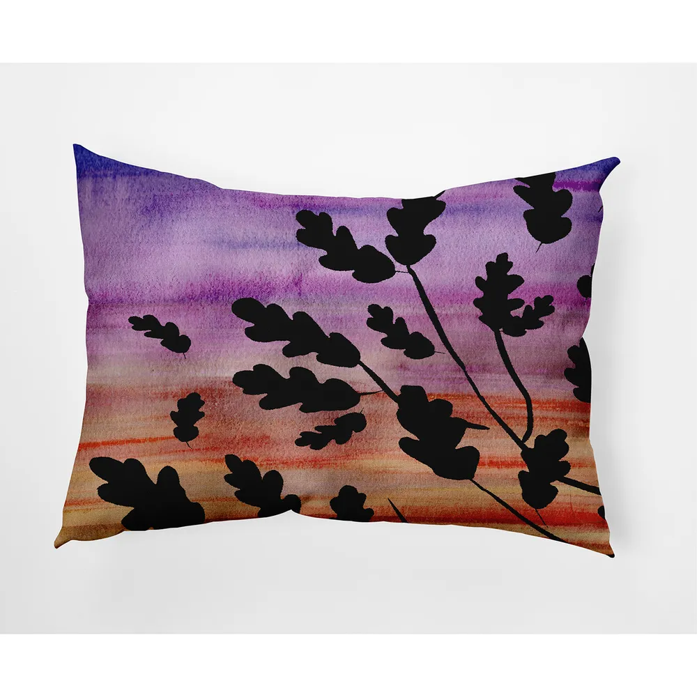 14″ x 20″ Black and Orange Flowing Leaves Rectangular Outdoor Throw Pillow