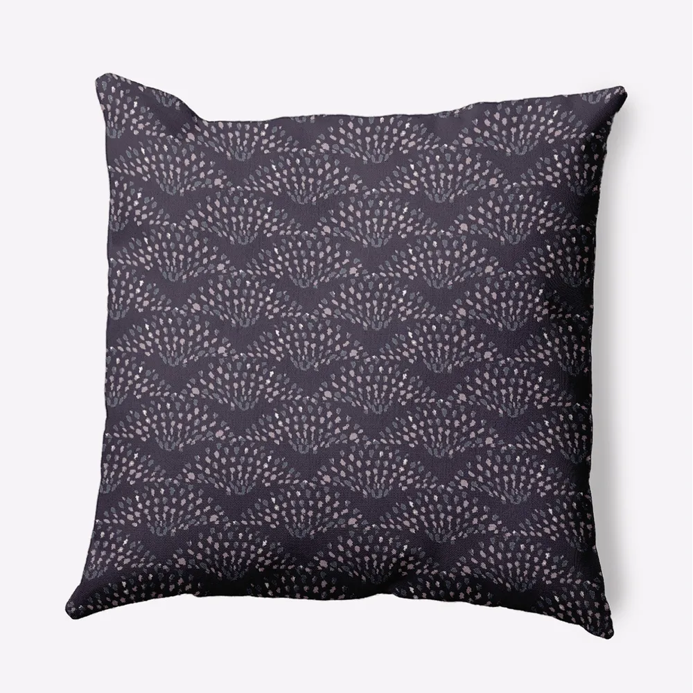 18″ x 18″ Purple and Gray Fan Dance Outdoor Throw Pillow