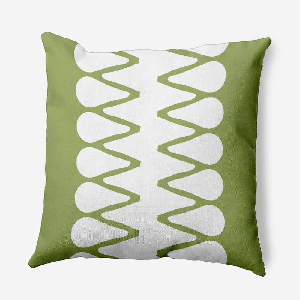 18″ x 18″ Green and White Zipped Outdoor Throw Pillow