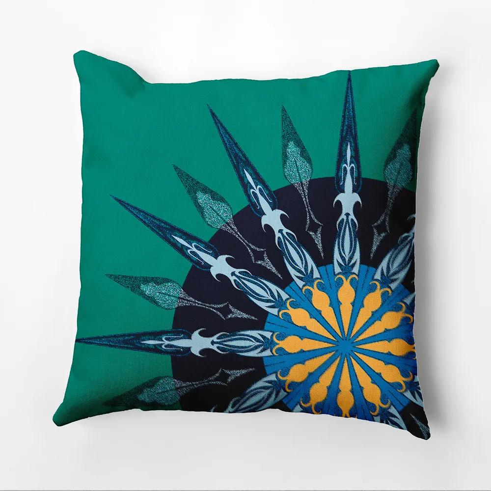 18″ x 18″ Green and Blue Sailor’s Delight Outdoor Throw Pillow