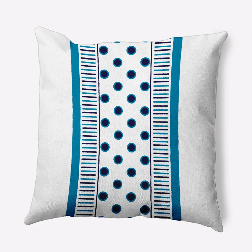 20″ x 20″ White and Blue Comb Dot Outdoor Throw Pillow