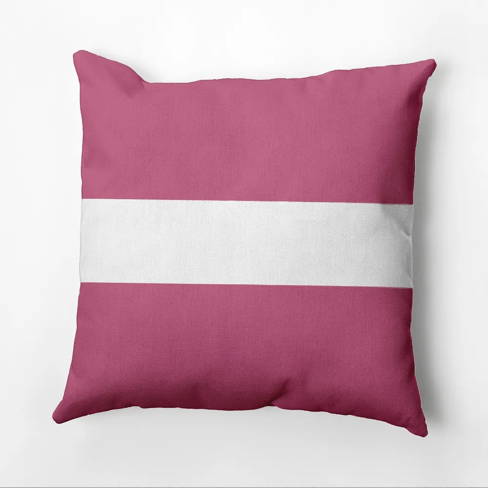 16″ x 16″ Pink and White Striped Outdoor Throw Pillow