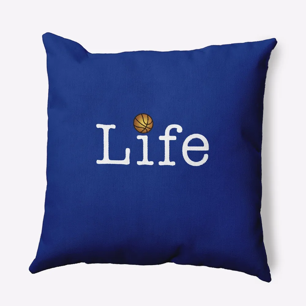 Life Outdoor Throw Pillow – 18″ – Blue and White