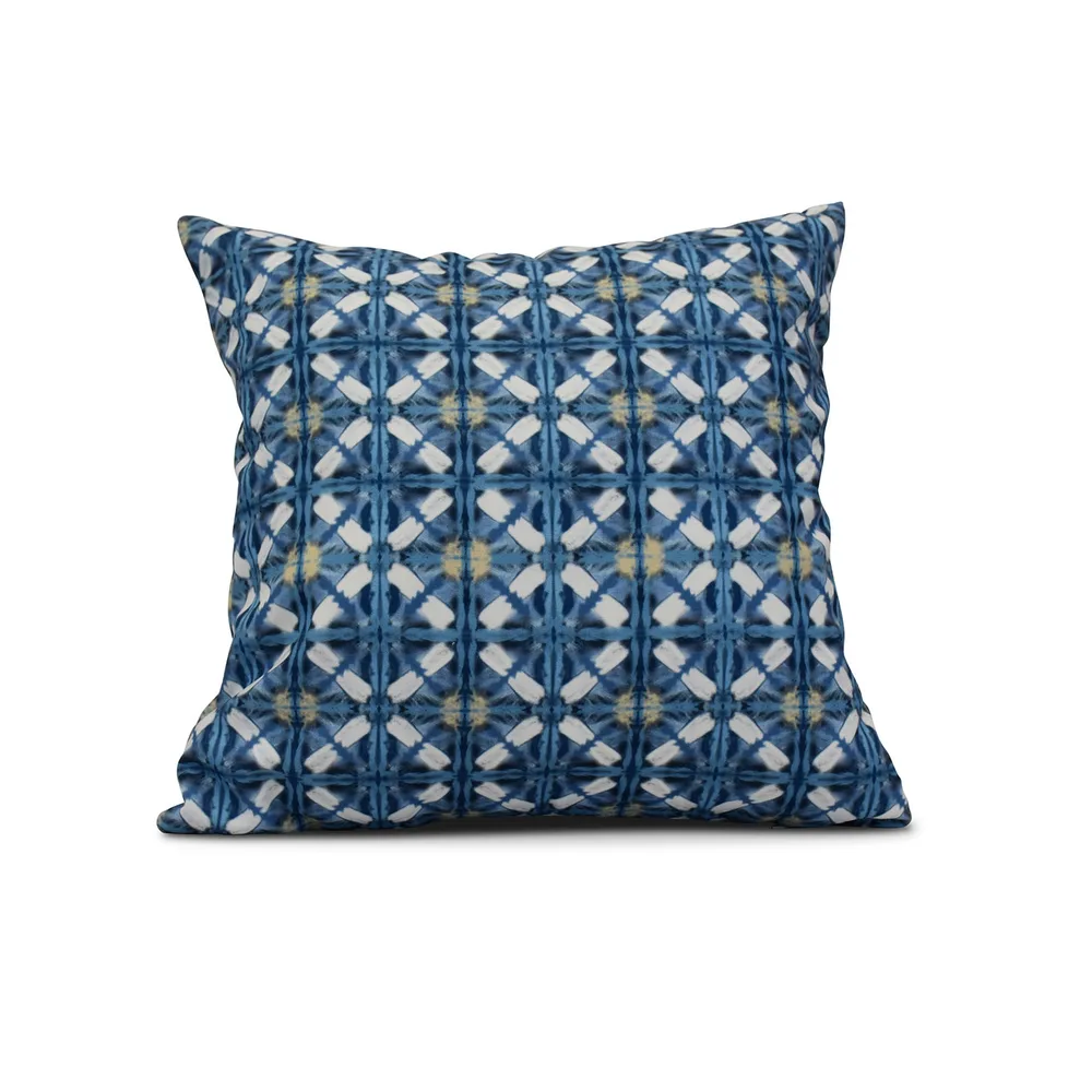 20″ x 20″ Royal Blue and White Beach Tile Square Outdoor Throw Pillow