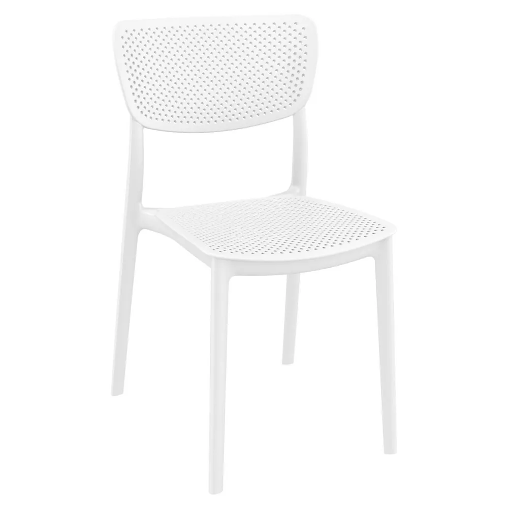 Transitional Design 33″ White Stackable Patio Dining Chair – Ideal for Restaurants, Cafes, and More