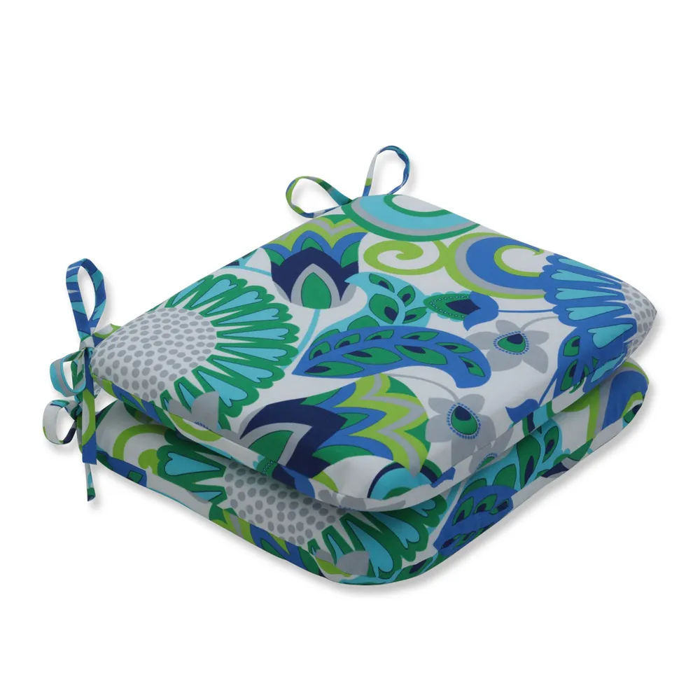 Retro-Style Florals UV-Protected Outdoor Patio Seat Cushions – 18.5″ – Set of 2