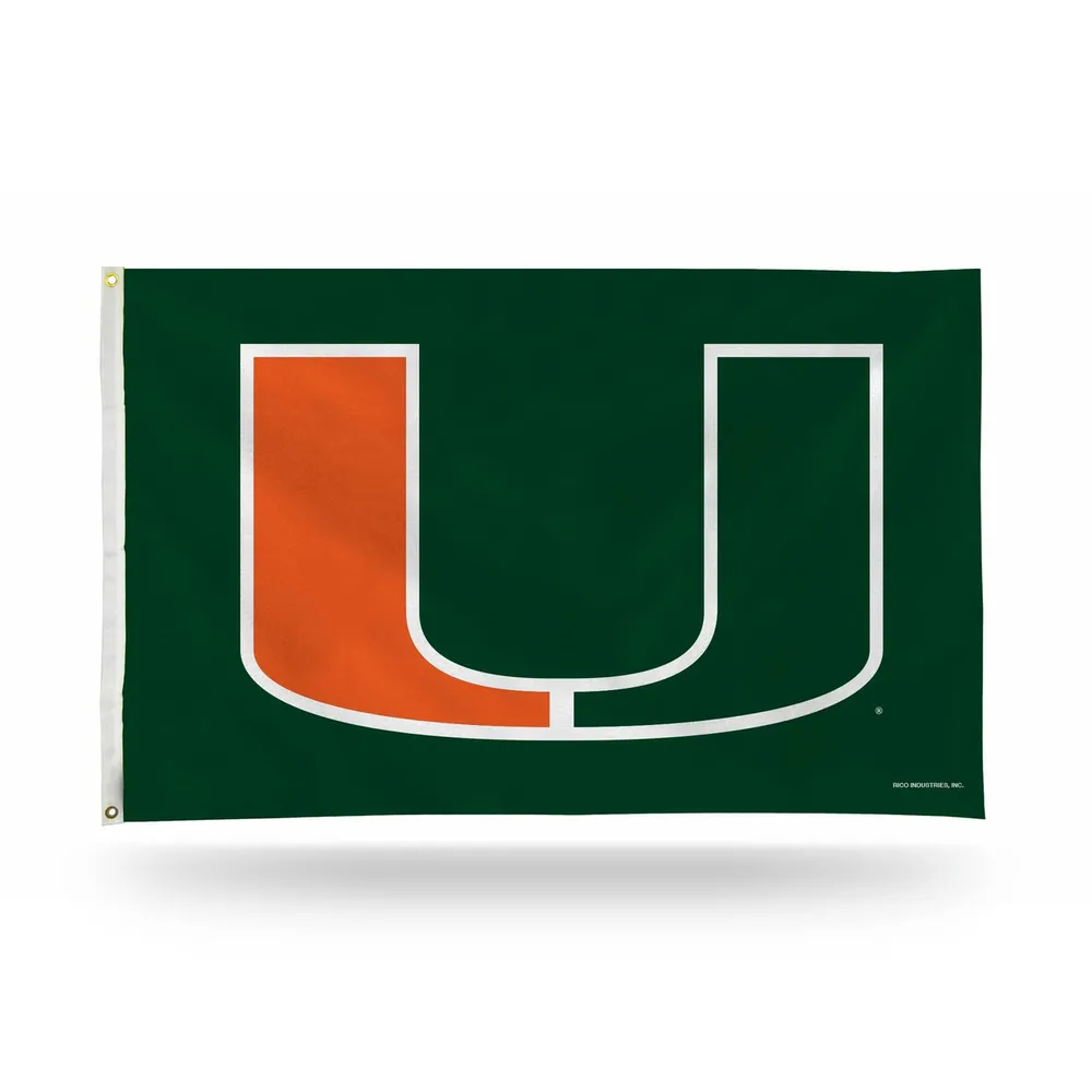 3′ x 5′ Orange and Green College Miami Hurricanes Rectangular Banner Flag