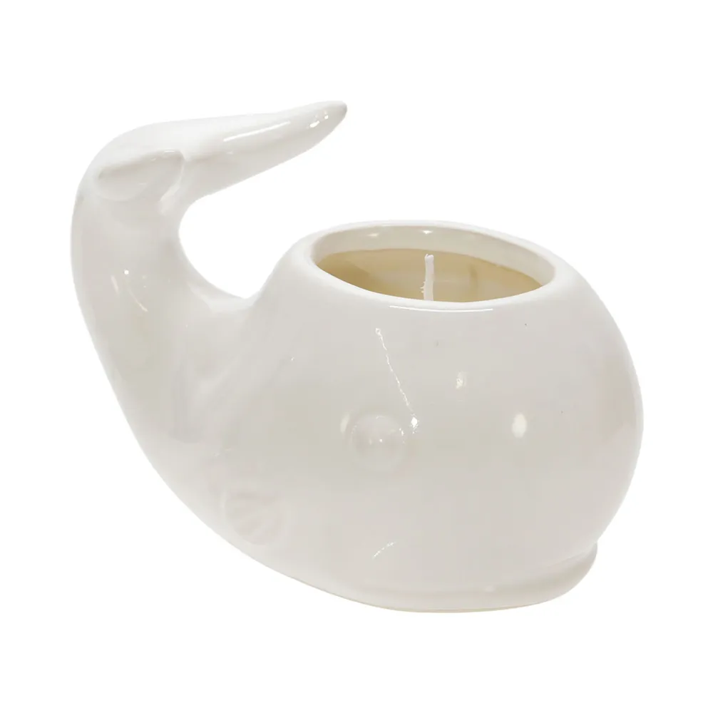 7″ White Ceramic Whale Scented Candle