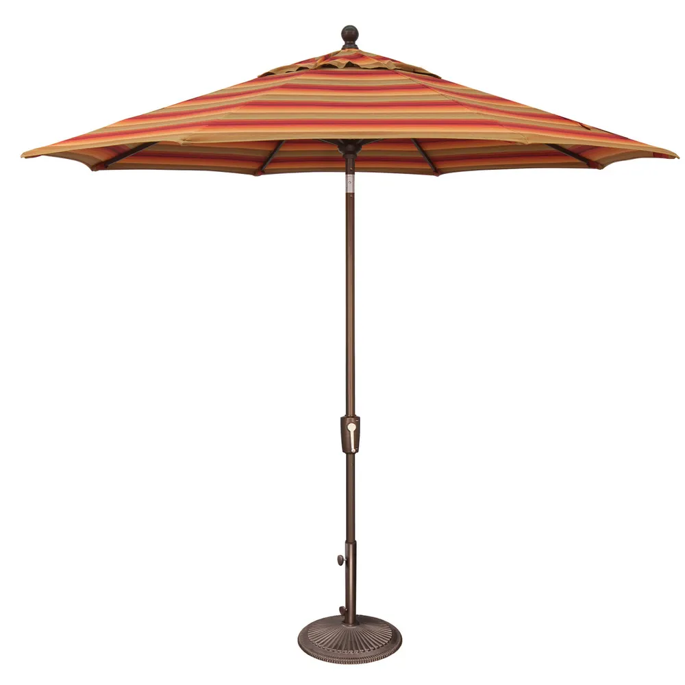 9ft Outdoor Patio Octagon Umbrella with Push Button Tilt, Orange and Pink