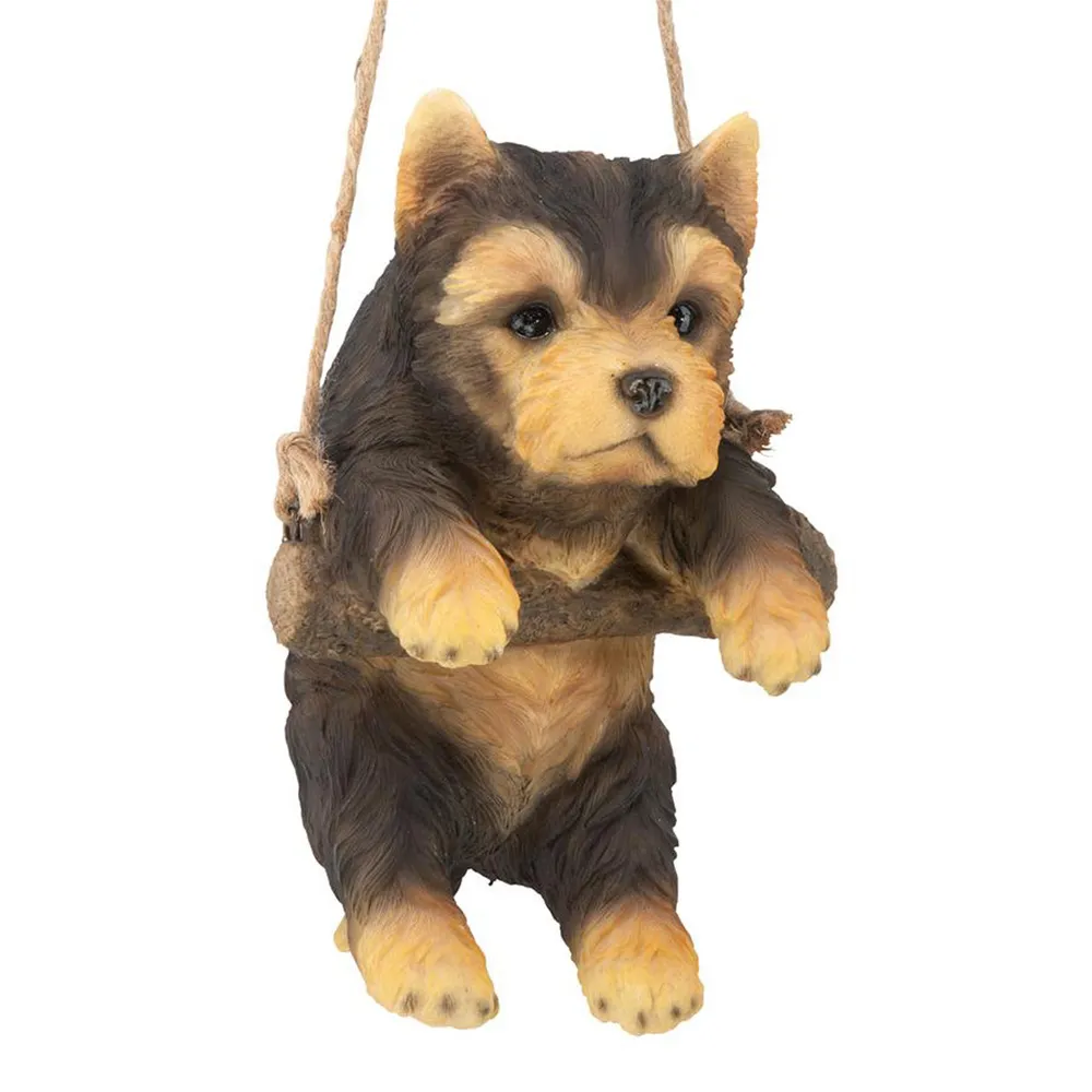 8″ Hanging Yorkie Puppy Outdoor Statue