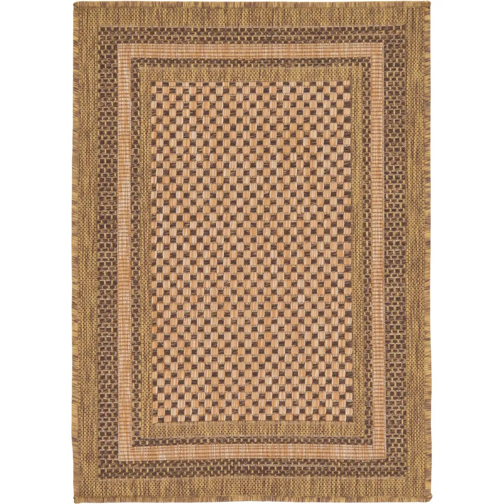 2′ x 3′ Brown and Ivory Checkered Rectangular Outdoor Area Throw Rug