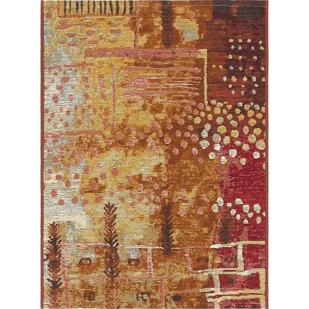 2′ x 3′ Brown and Red Geometric Rectangular Outdoor Area Throw Rug