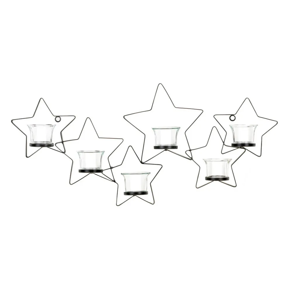 Elegant 21.5″ Black and Clear Starlight Candle Wall Sconce – Versatile Lighting Decor for Any Space