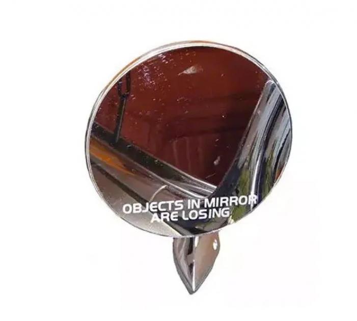 Redline Restomotive Outside Rear View Mirror Decal, Objects In Mirror Are Losing, 3 Inch Length