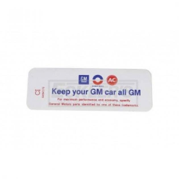 Nova Air Cleaner Decal, 307/200HP, Keep Your GM All GM, 1969-1970