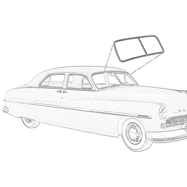 Dennis Carpenter Windshield Seal - Mercury - Single Groove for Chrome - All except Wagon - 1949-51 Ford Car 8M-7003110