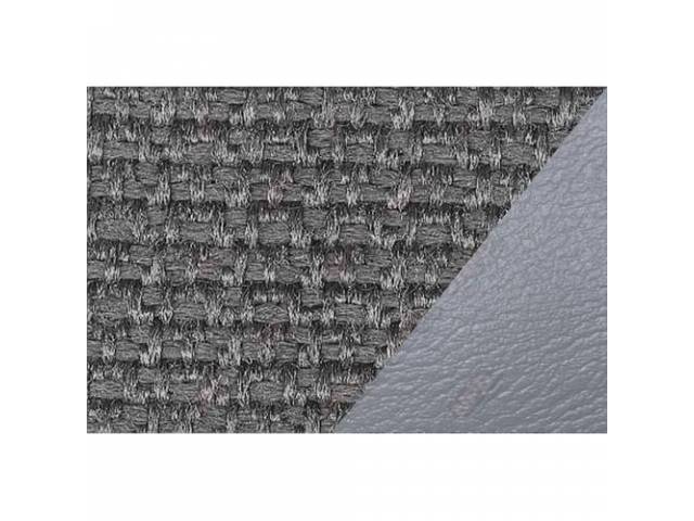Front Deluxe Bench Seat Upholstery Set, Charcoal (Granite) Vinyl With Graphite Woven Cloth Inserts