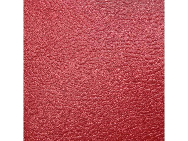 Front Deluxe Bench Seat With Center Arm Rest Upholstery Set, Red Vinyl With Red Vinyl Inserts
