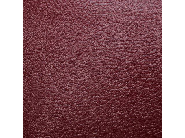 Front Deluxe Bench Seat With Center Arm Rest Upholstery Set, Maroon Vinyl With Maroon Vinyl Inserts