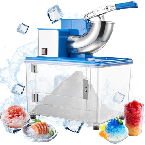 661 lbs/h Commercial Ice Crusher, 350W Electric Snow Cone Machine, 2000 RPM, 4 Blades, Stainless Steel with 11 Gal Ice Box, Blue