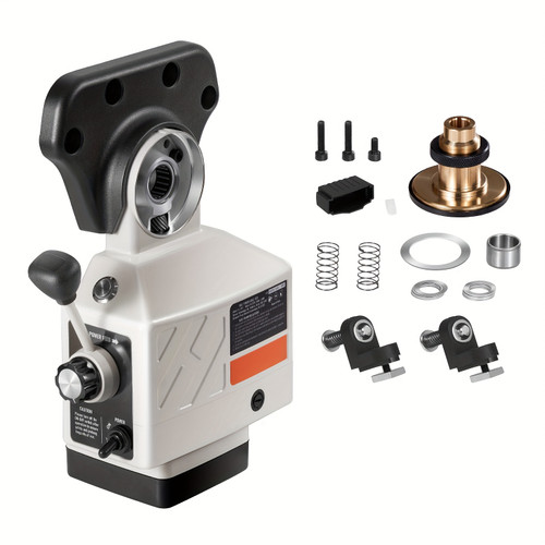 X-Axis Power Feed for Milling Machine, 450 In-lb Torque, 0-200RPM, 120V, 5/8" End Shaft Diameter - Precision Controlled Speed, Metal Construction, Includes Brackets and Accessories