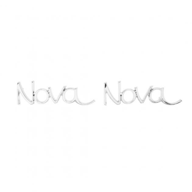 Trim Parts 69-72 Nova Front Fender Emblem Nova, Also Fits 68 Rear, Pair 3048