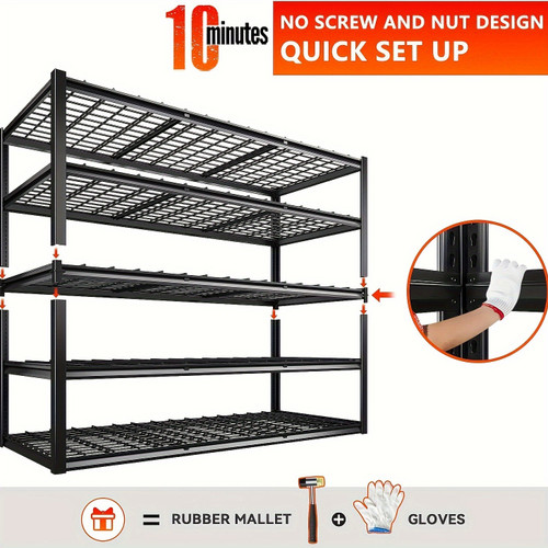 60" W Garage Shelving Heavy Duty Storage Shelves 3000LBS Adjustable 5 Tier Metal Shelving Unit For Storage Rack Garage Storage Shelves Industrial Shelf Utility Rack, 60" W X 24" D X 72" H
