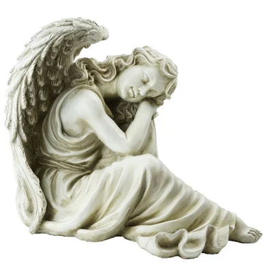Find Serenity with a 19″ Gray Resting Angel Outdoor Garden Statue