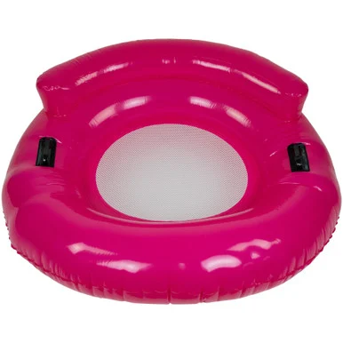 Float in Style and Safety with a 43″ Pink Bubble Seat Inflatable Pool Float, Mesh Bottom, and Sturdy Handles Included