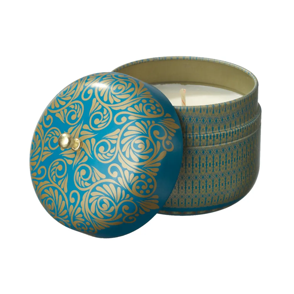 Set of 4 SoyVeda Vintage Sapphire Scented Travel Tin Candles 8 oz.