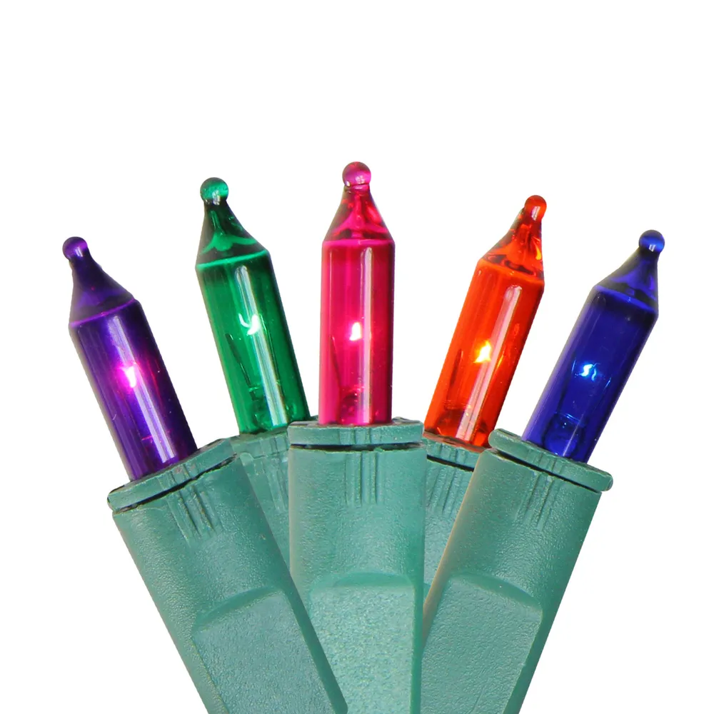 100-Count Multi-Color Perm-O-Snap Mini Christmas Light Set, 49.3ft Green Wire
