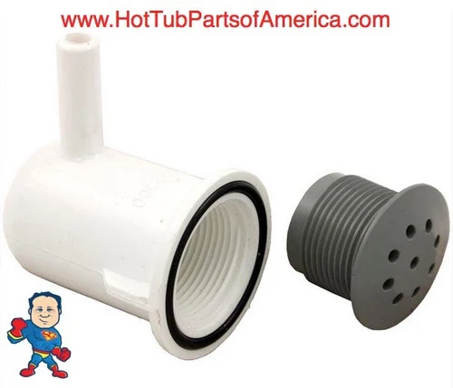 Gray Salt & Pepper Air Injector Jet – Top Flo 3/8″ 90° Ell Barb – Waterway Hot Tub Spa Part
