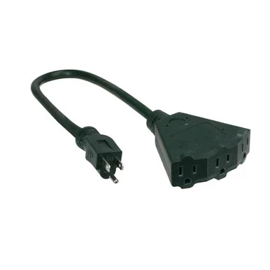 Green Stanley Outdoor 3 Outlet Power Block with 2 Power Cord Extender 3.75”