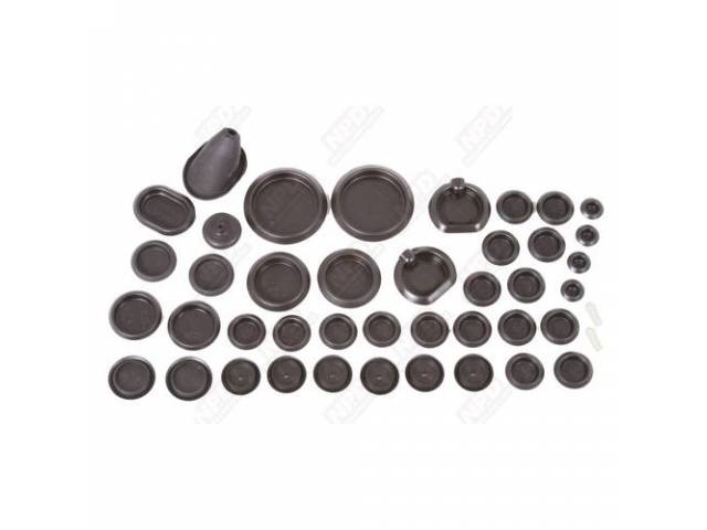 Plug And Grommet Kit, Complete, Correct Style Replacement Plugs, Repro, Designed Exactly Like Originals, Many Contain Original Part Numbers And Markings
