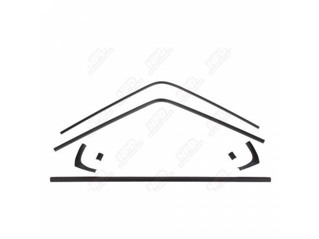 Molding Set, Rear Window, Inner, Black, (6) Piece Set, Complete, Incl Lower Rear Window Trim, Us-Made Oe Correct, Repro